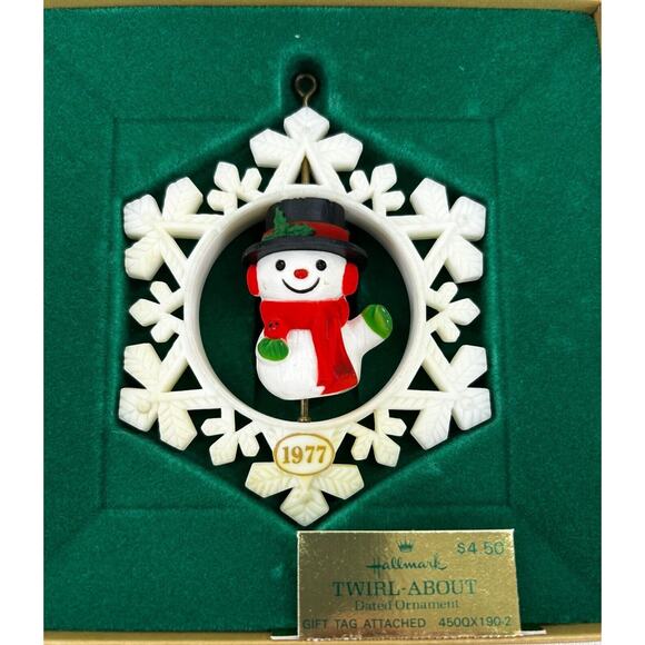 Hallmark Tree Trimmer Ornament 1977 Twirl-About Snowflake & Snowman Ornament Vtg - Picture 2 of 3